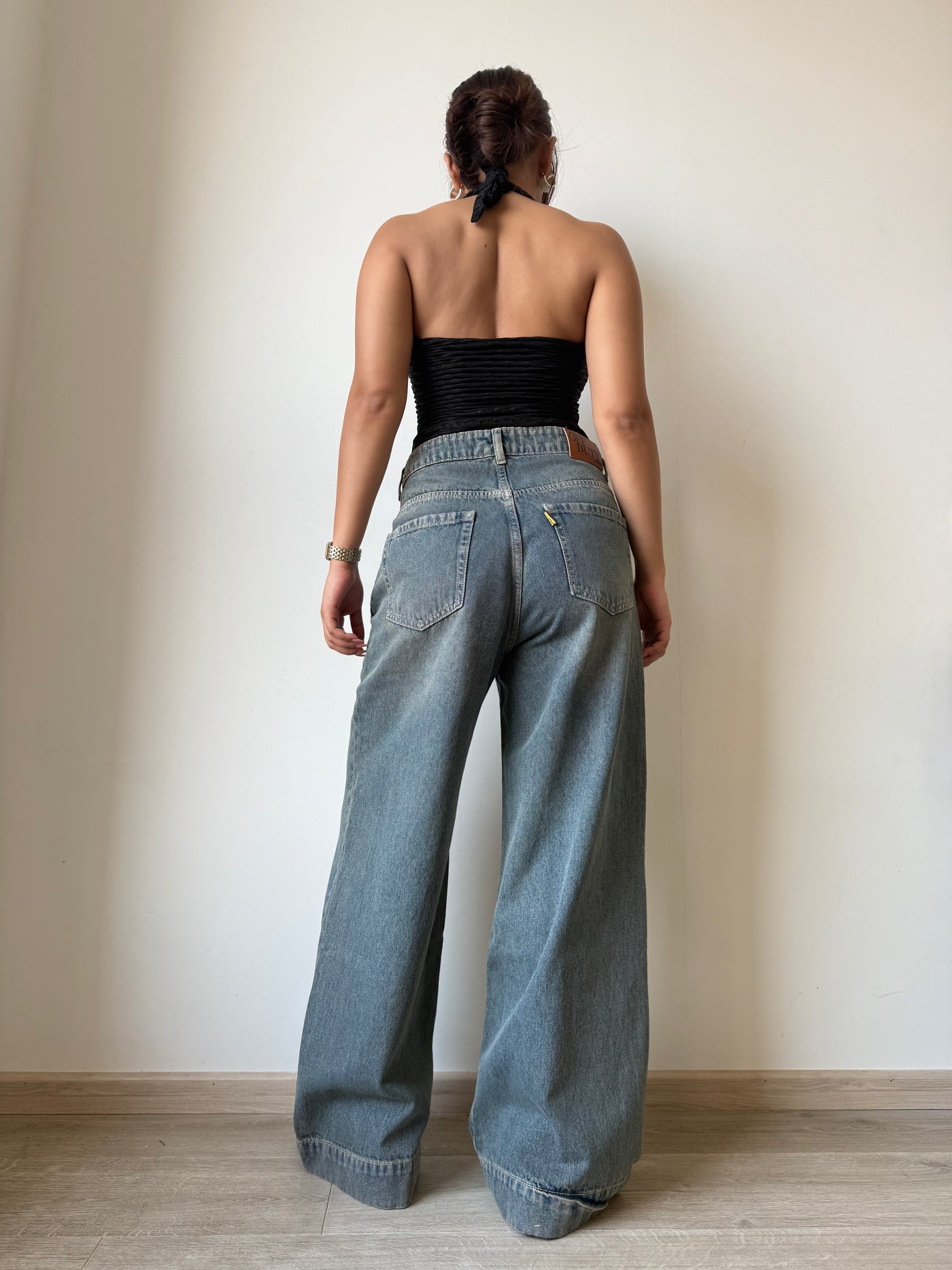 Grey Vintage Washed Wide Leg Baggy Jeans