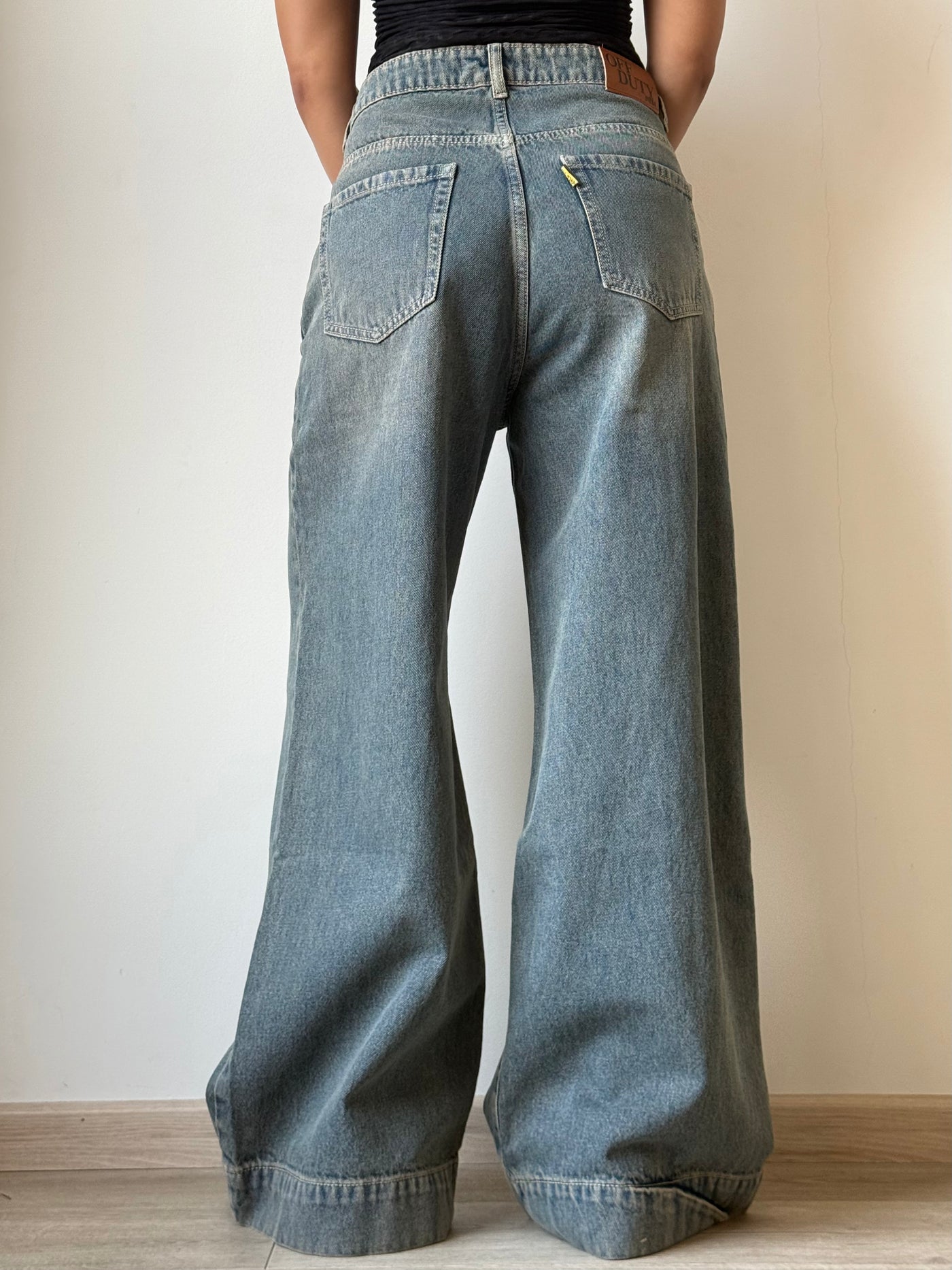 Grey Vintage Washed Wide Leg Baggy Jeans