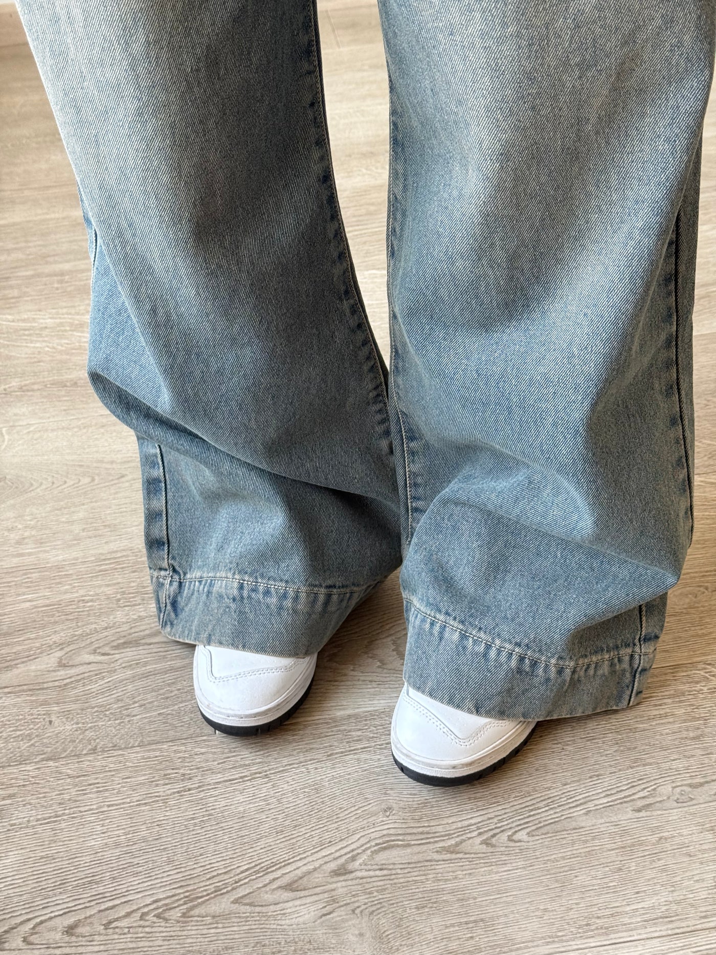 Grey Vintage Washed Wide Leg Baggy Jeans