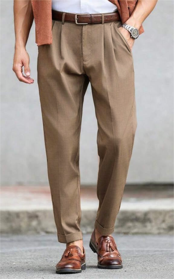 Refined Tailored Pleat Linen Pants