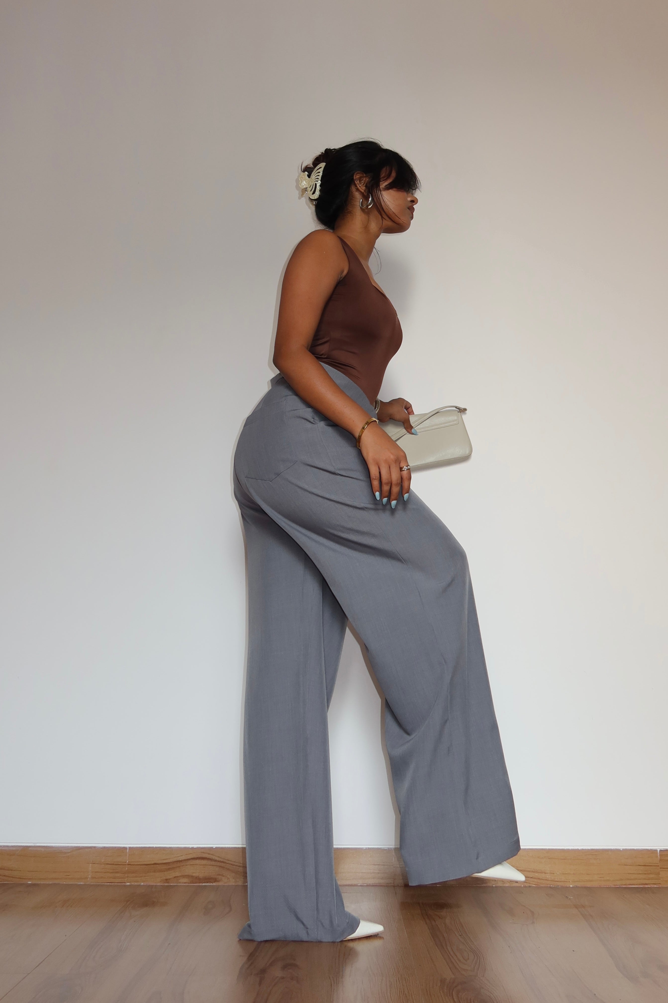 Clean Collar Waist Pleated Trousers