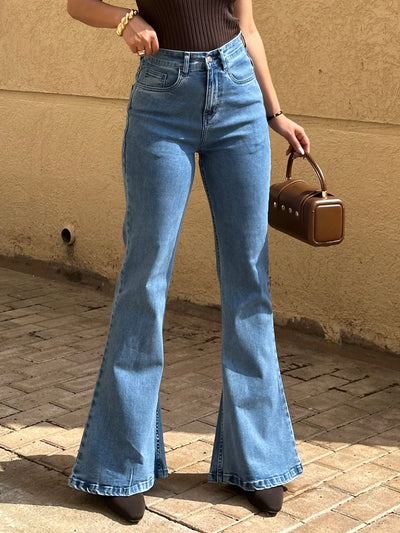 Light Blue Wash Flare Slit Bootleg Jeans