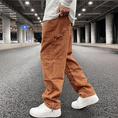Mud Khaki Carpenter Loose Straight Jeans
