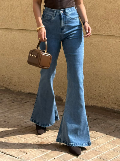 Light Blue Wash Flare Slit Bootleg Jeans