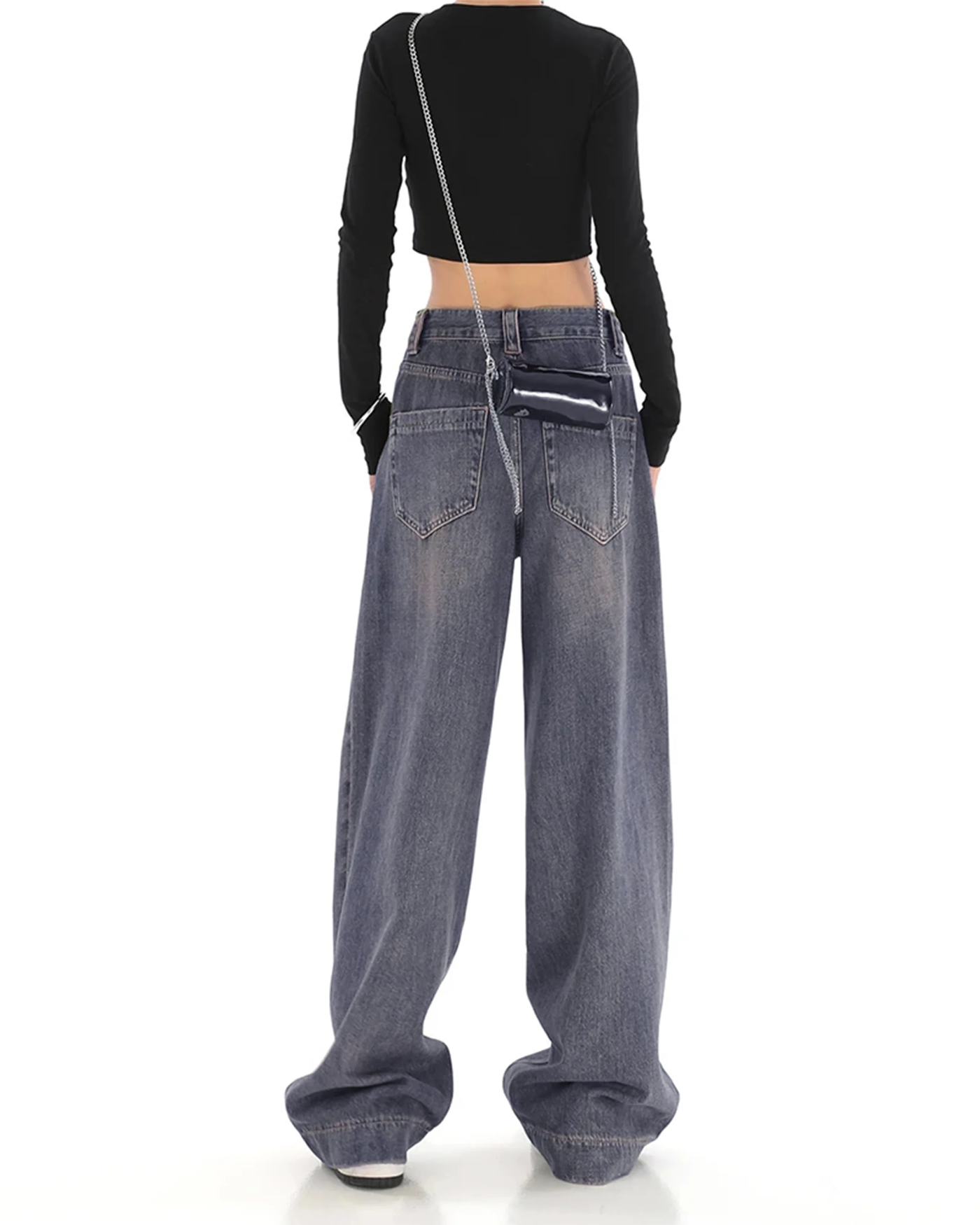 Grey Vintage Washed Wide Leg Baggy Jeans
