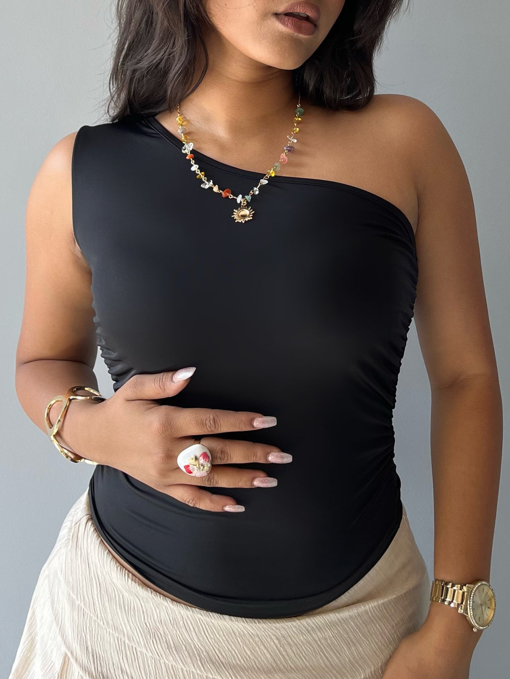 Effortless Flow One Shoulder Ruched Top