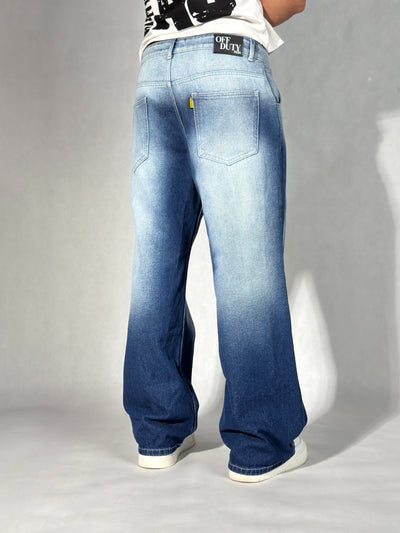 Ombre Blue Wash Baggy Wide Leg Jeans