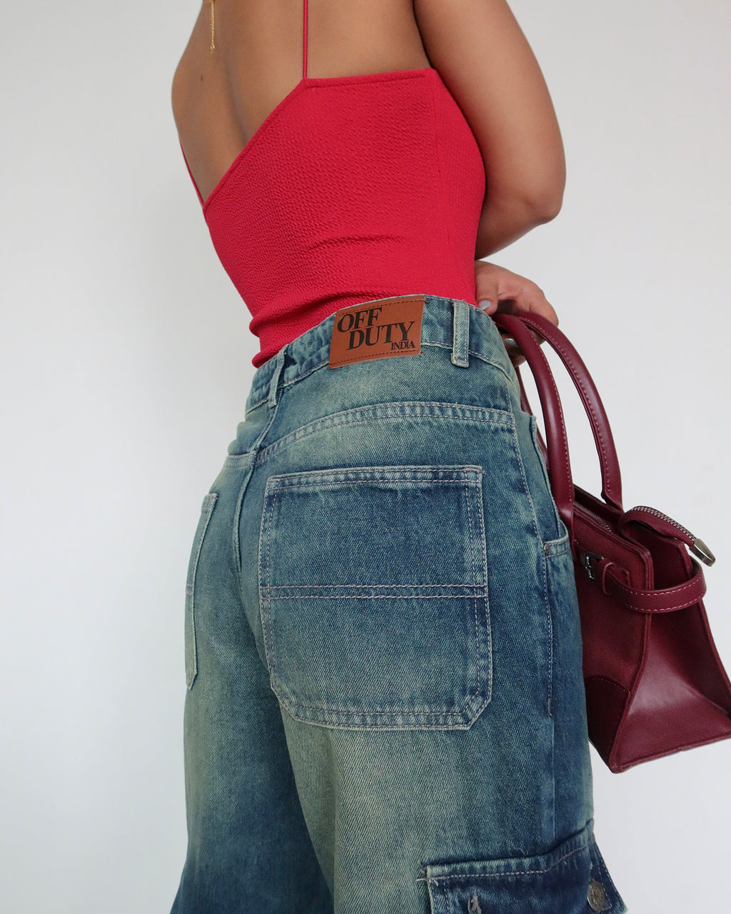 Navy Solar Wide Leg Cargo Jeans