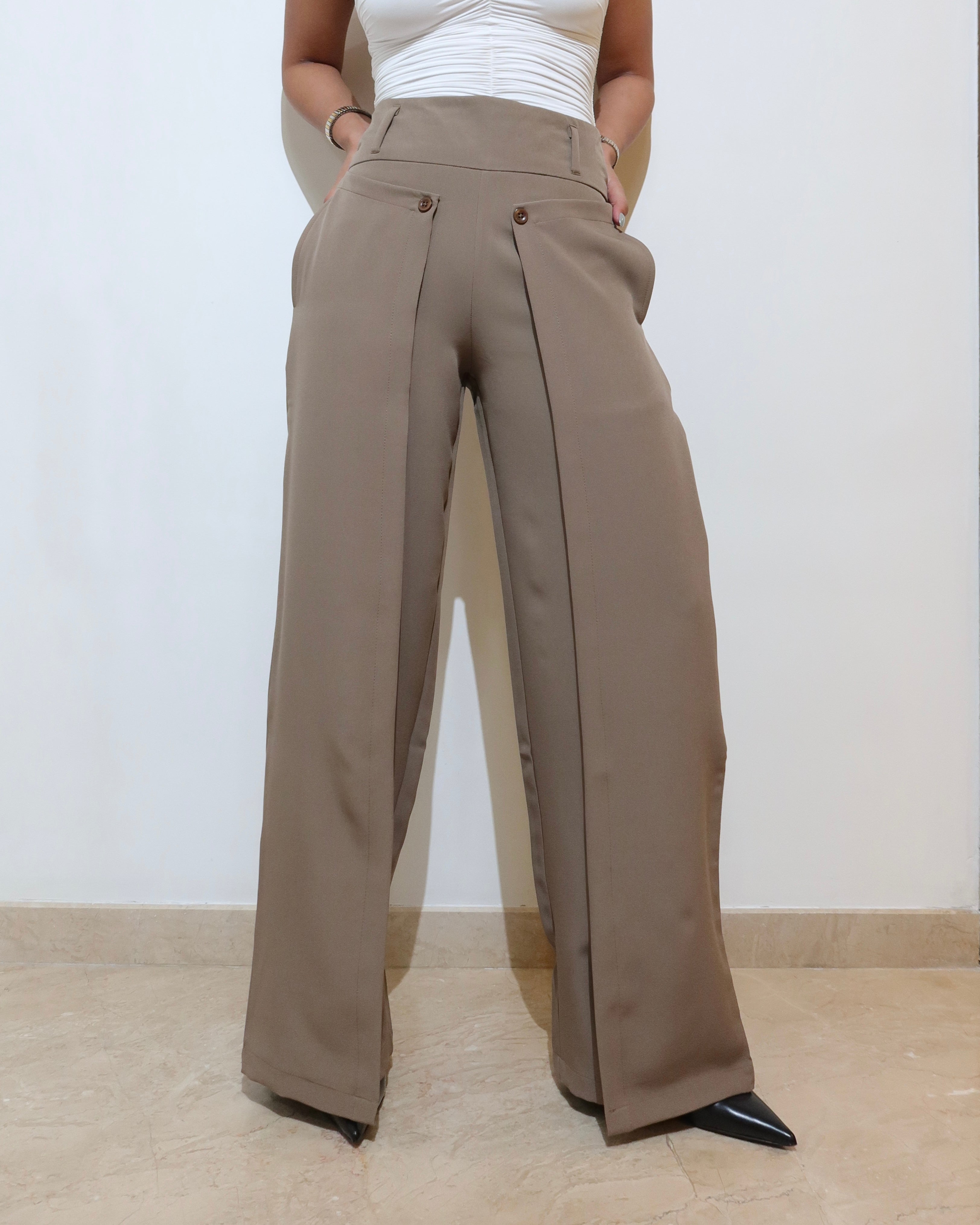 Flattered Flap Straight Pants