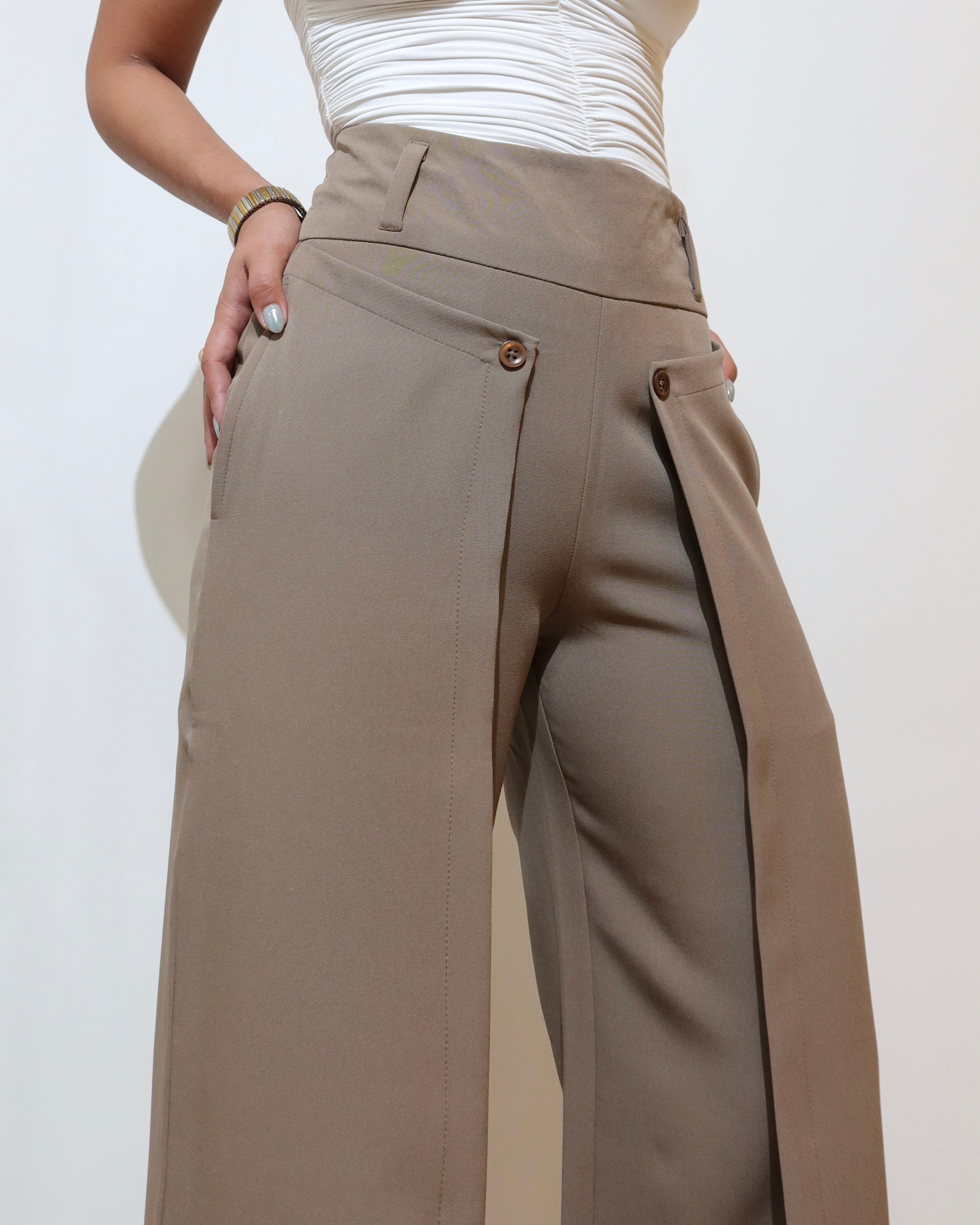Flattered Flap Straight Pants