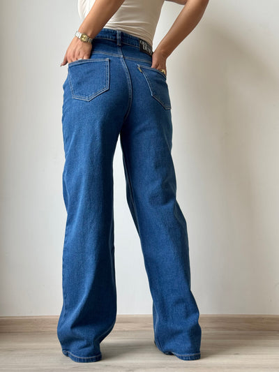 True Blue Wide Leg High Rise jeans