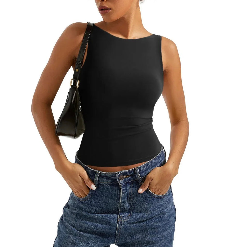 トップス boat neck tanktop Soft Backless Boat Neck Tank Top – Offduty India