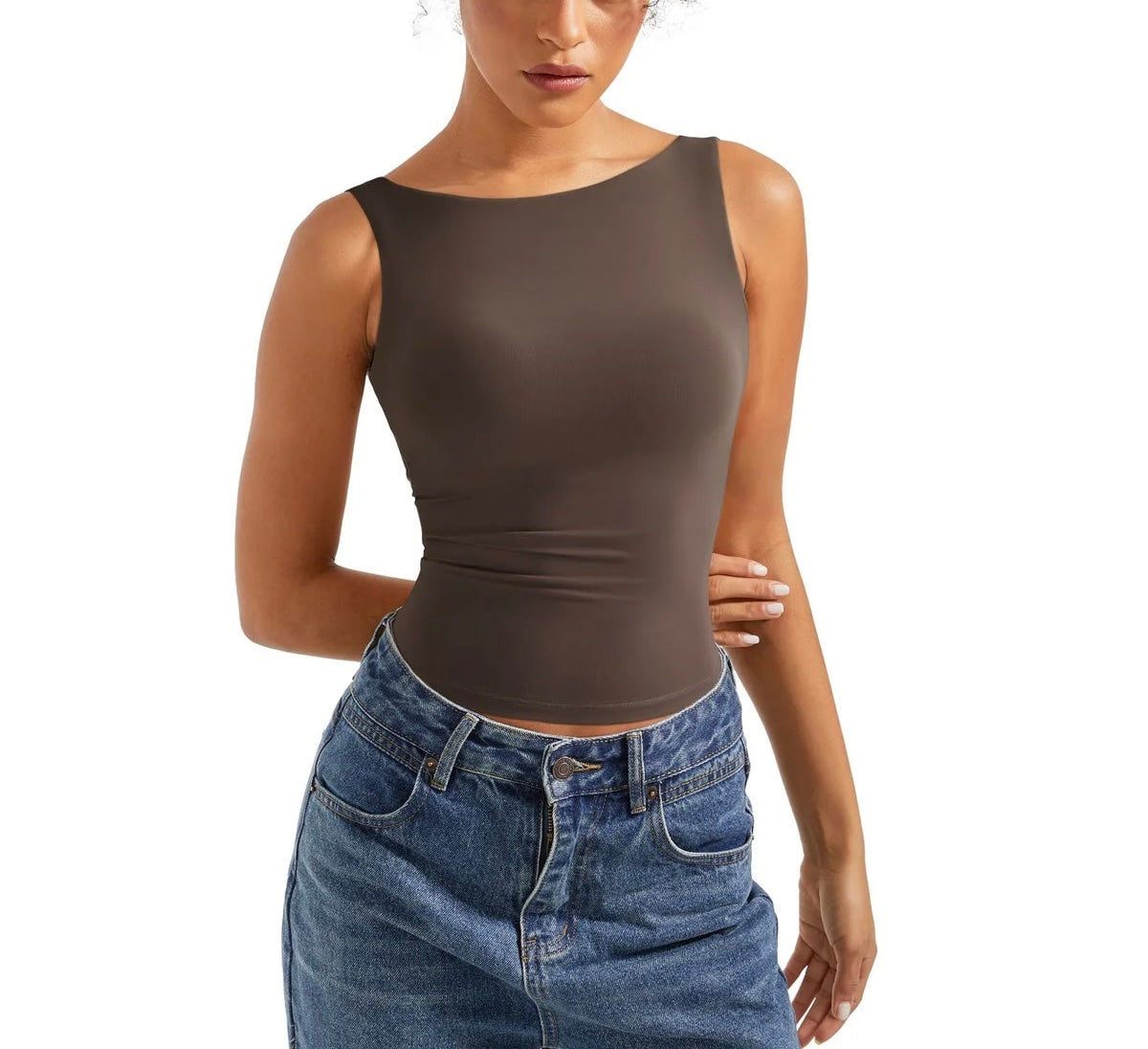 Soft Backless Boat Neck Tank Top