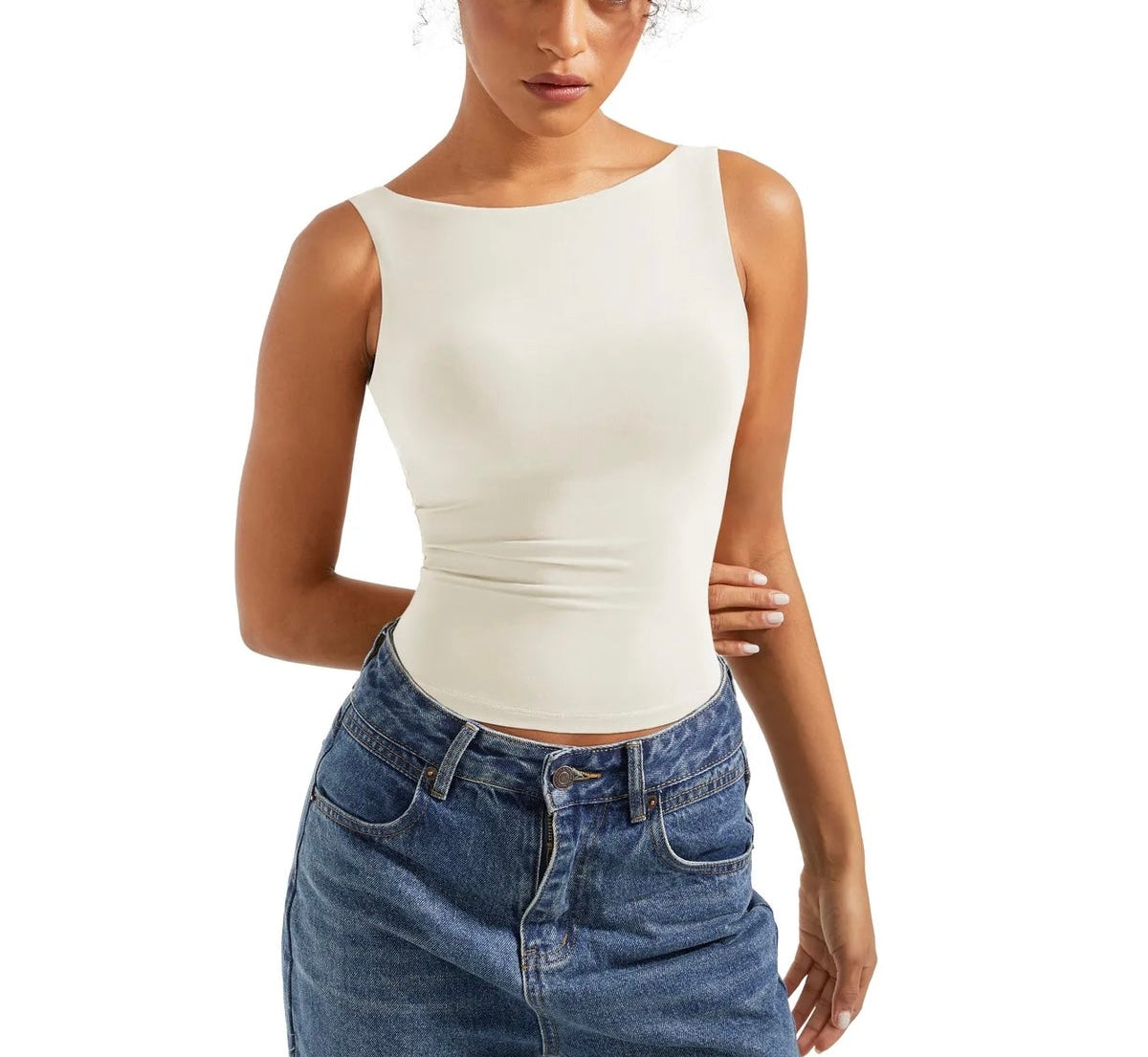 トップス boat neck tanktop Soft Backless Boat Neck Tank Top – Offduty India