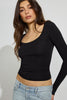 Soft Curve Neck Long Sleeve Top
