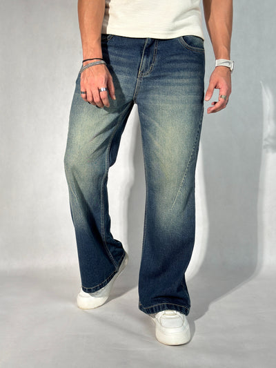 New Aged Wash Straight A Line Jeans