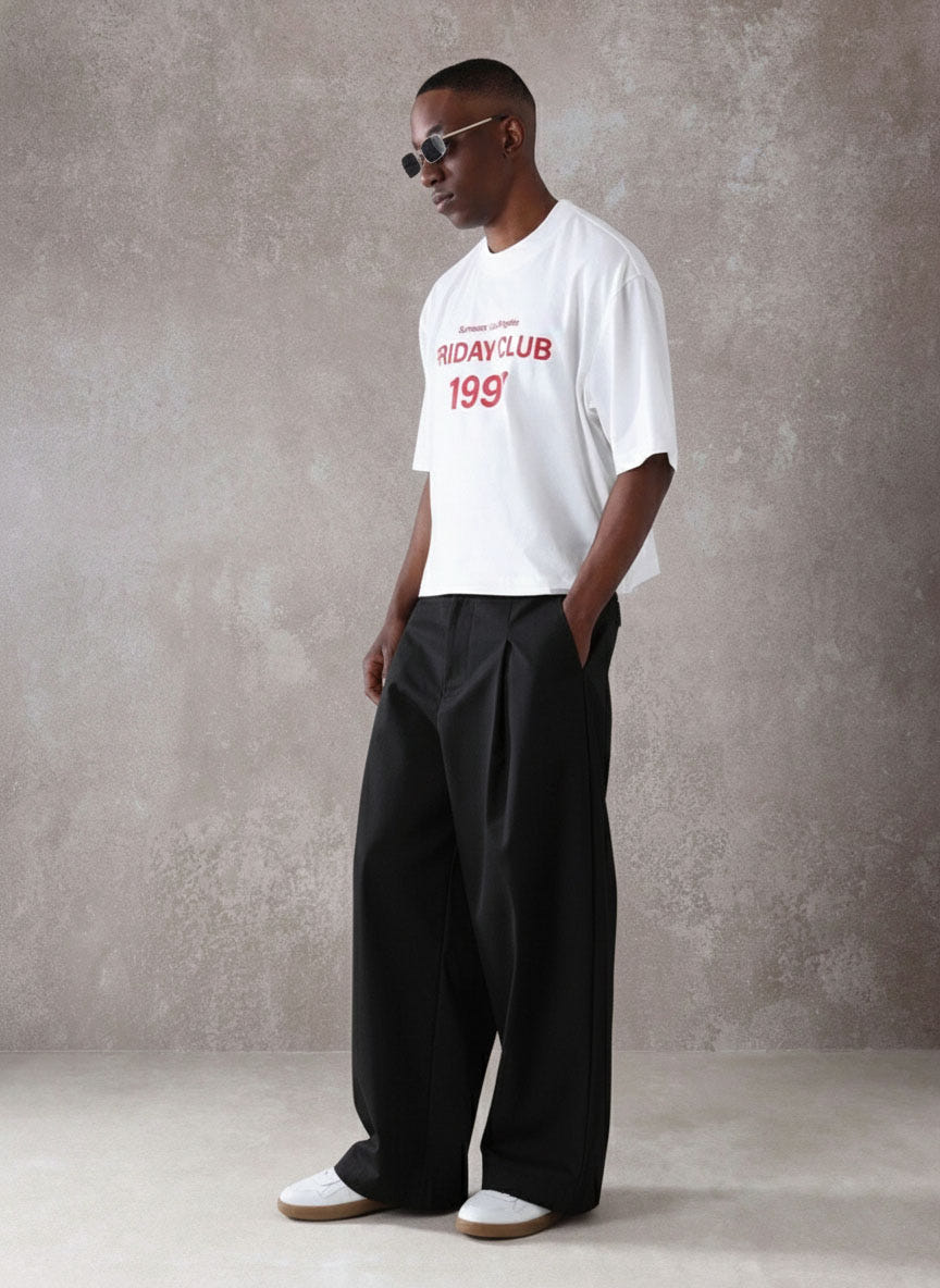 Pleated Minimal Wide Leg Trousers