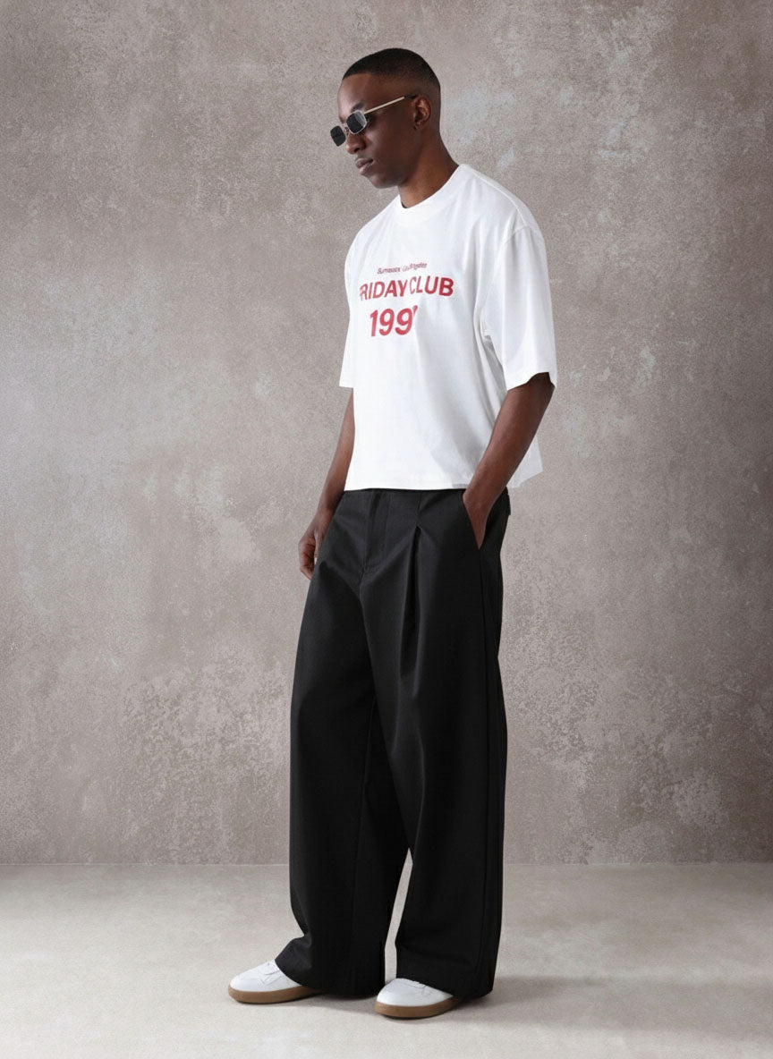 Pleated Minimal Wide Leg Trousers