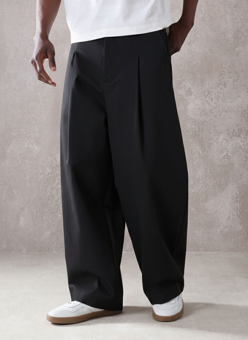 Pleated Minimal Wide Leg Trousers