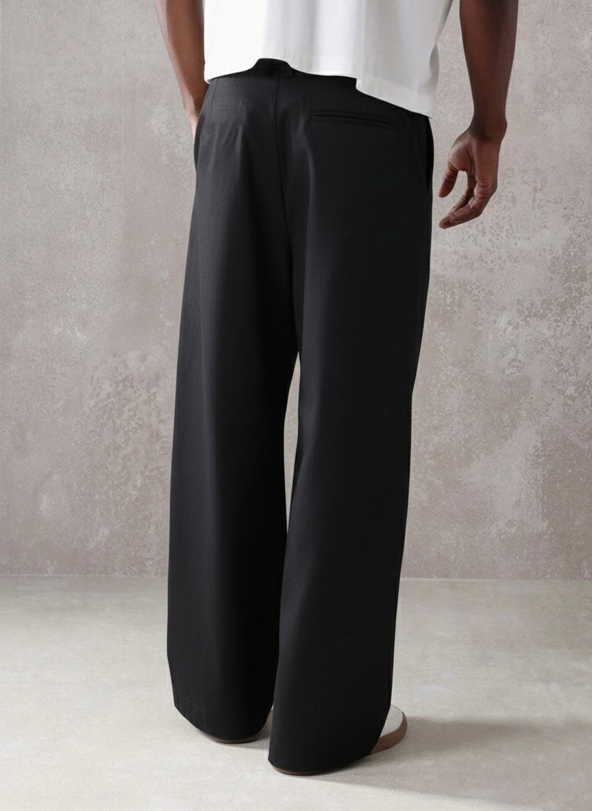 Pleated Minimal Wide Leg Trousers