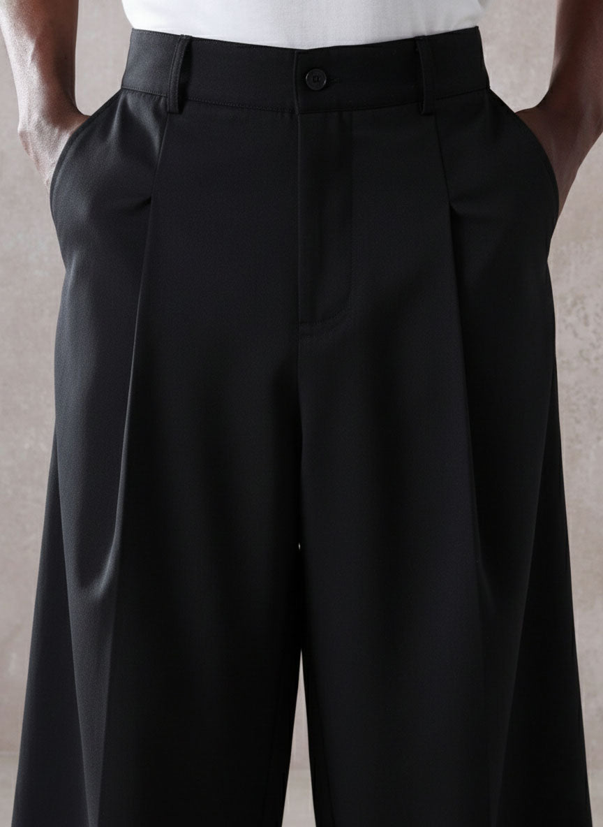 Pleated Minimal Wide Leg Trousers