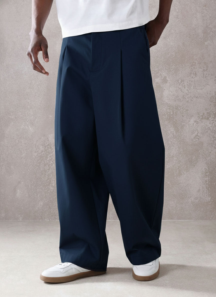 Pleated Minimal Wide Leg Trousers