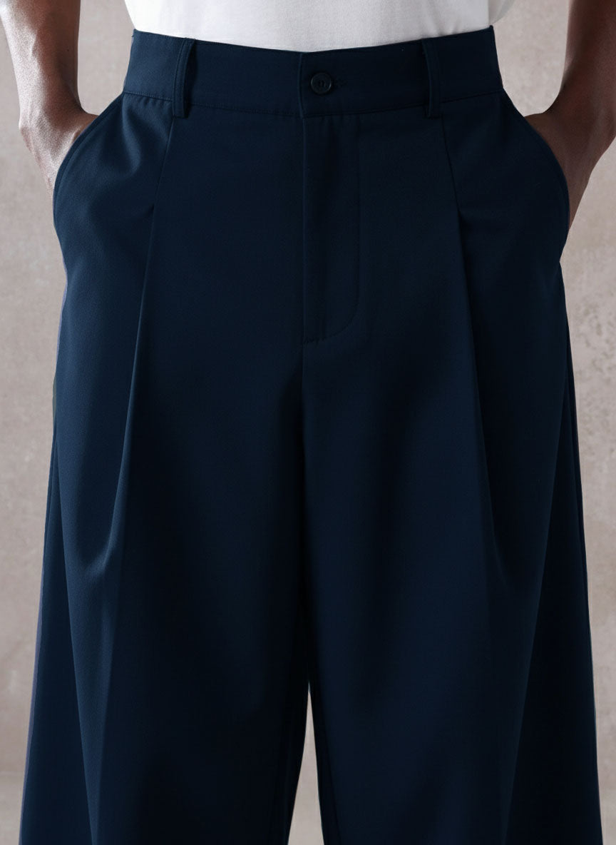 Pleated Minimal Wide Leg Trousers