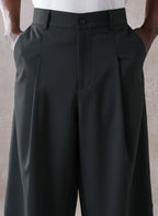 Pleated Minimal Wide Leg Trousers