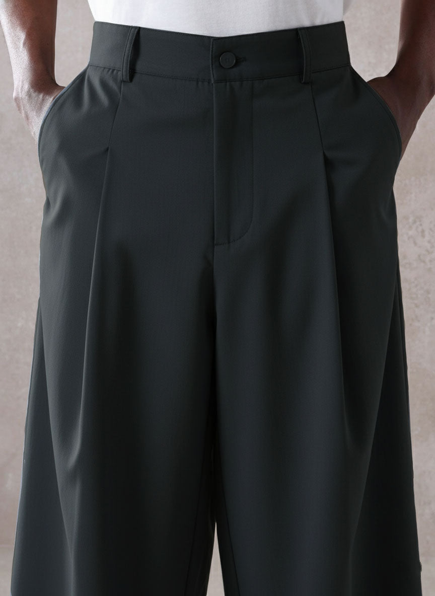 Pleated Minimal Wide Leg Trousers
