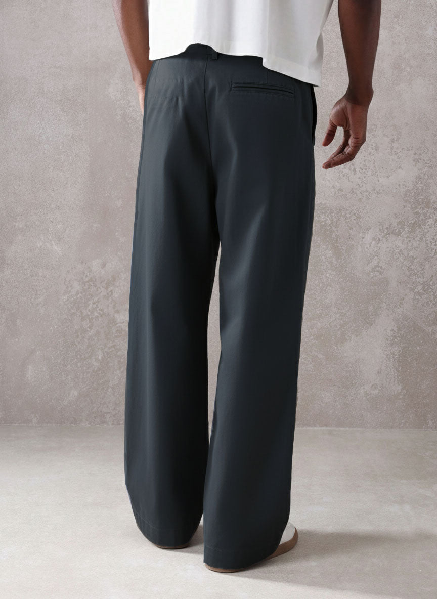 Pleated Minimal Wide Leg Trousers