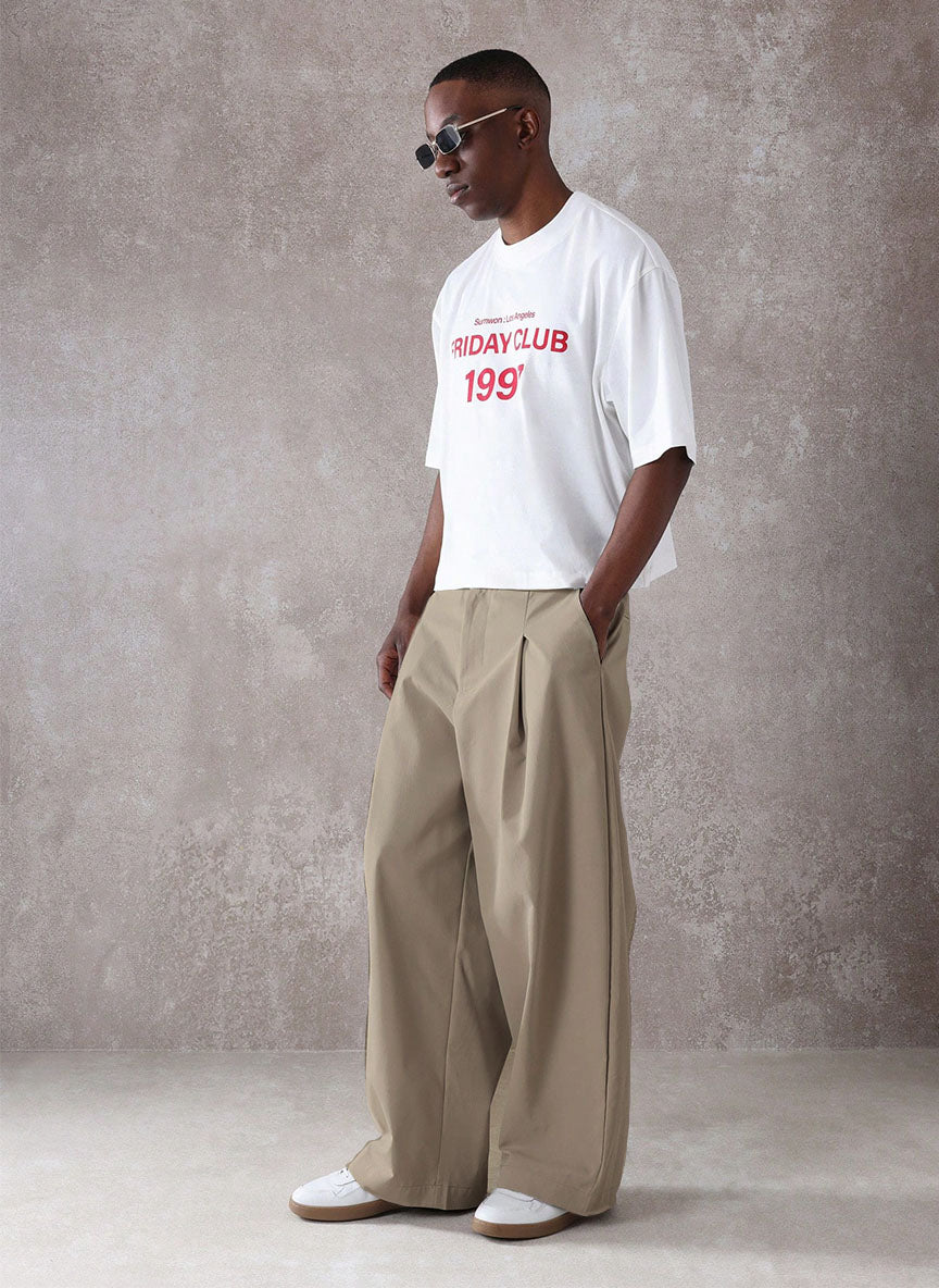 Pleated Minimal Wide Leg Trousers