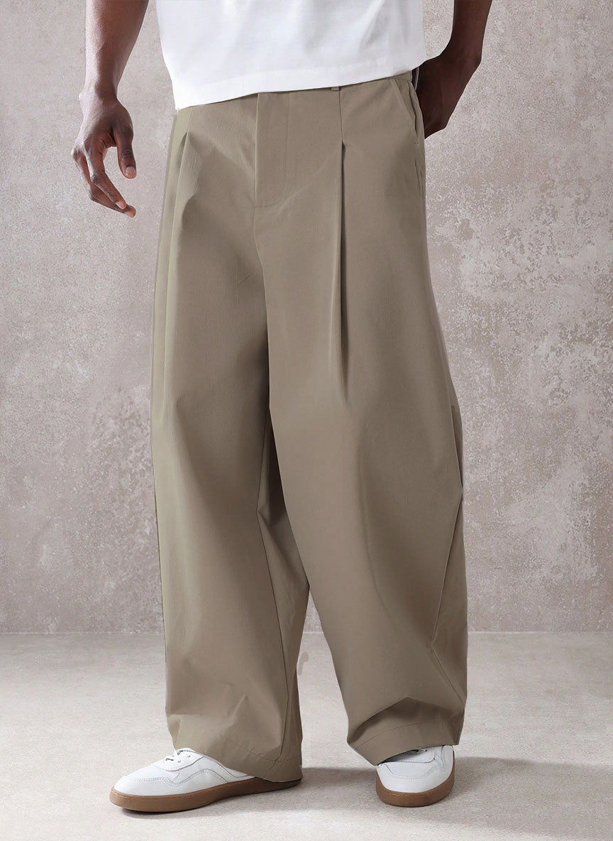 Pleated Minimal Wide Leg Trousers
