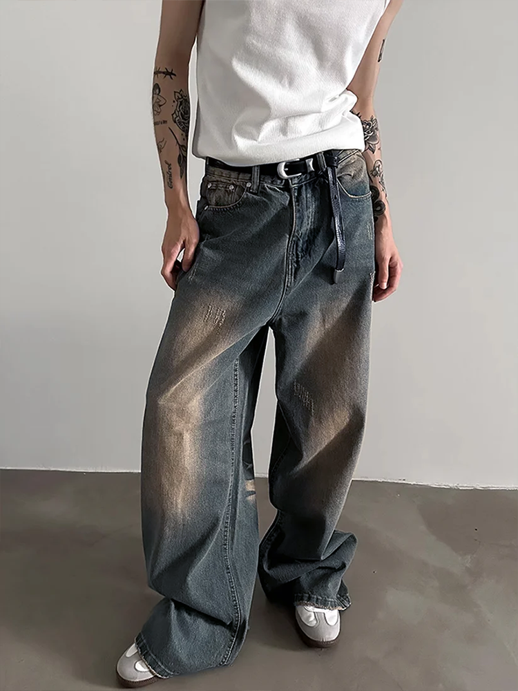 Teal Bronze Baggy Wide Leg Jeans