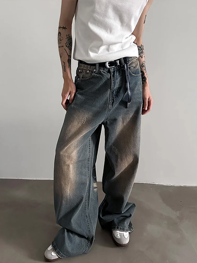 Teal Bronze Baggy Wide Leg Jeans