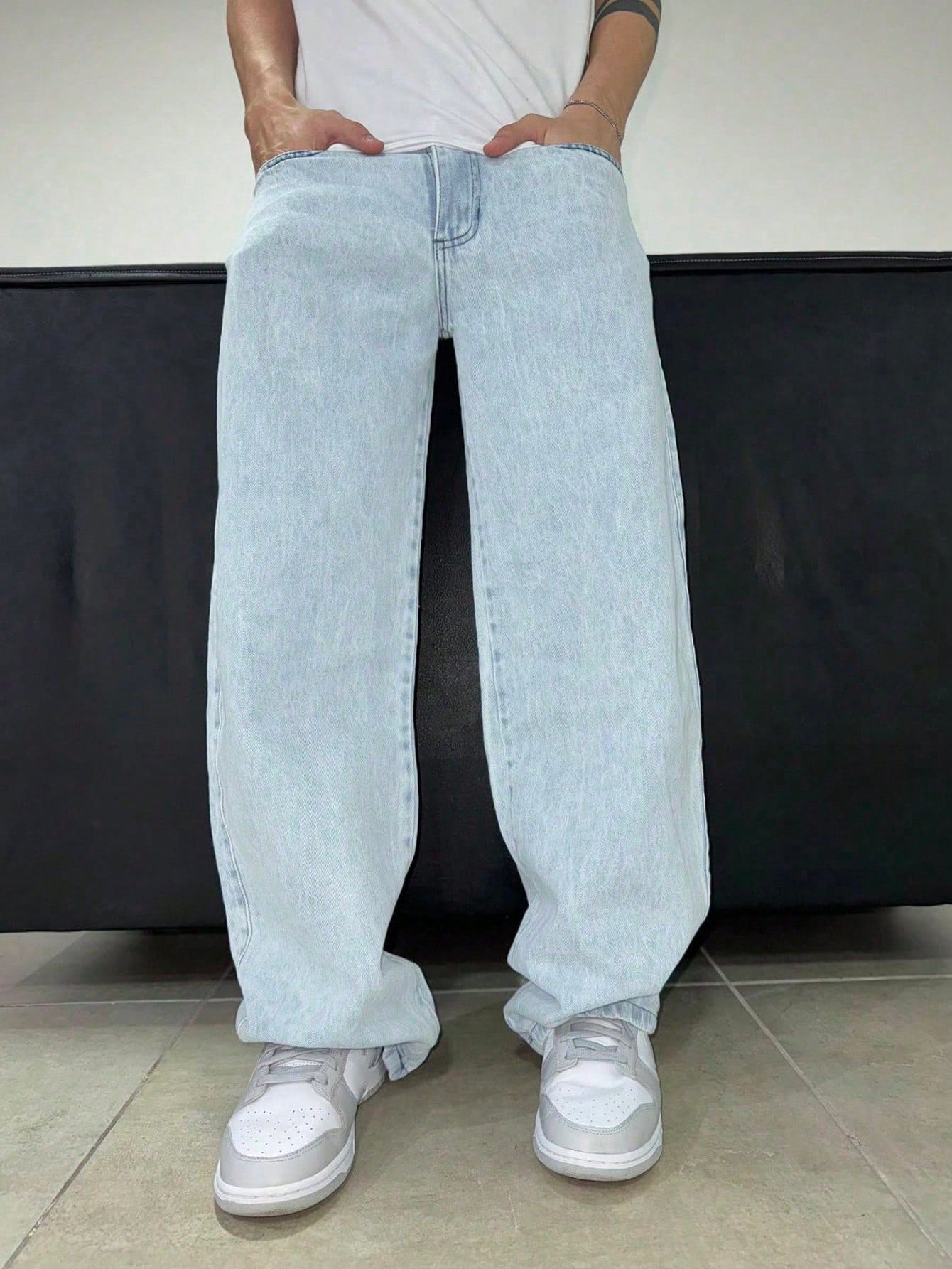 Blue Fade Out Loose Straight Fit Jeans