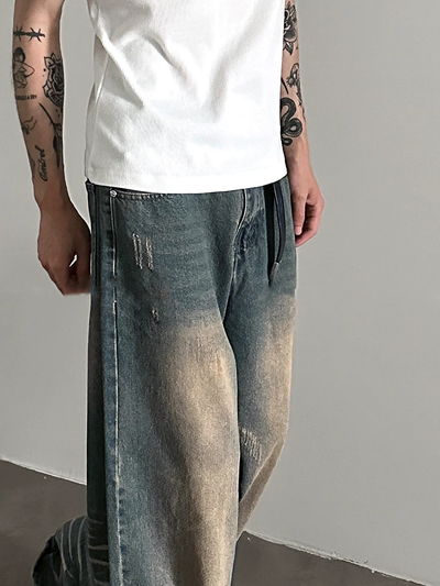 Teal Bronze Baggy Wide Leg Jeans