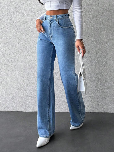 Wide Leg High Rise Jeans