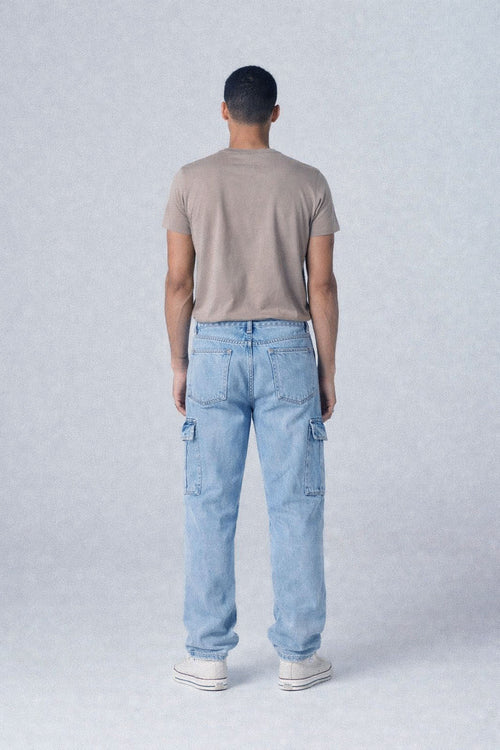 Blue Stone Faded Wash Cargo Jeans
