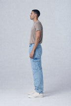 Blue Stone Faded Wash Cargo Jeans