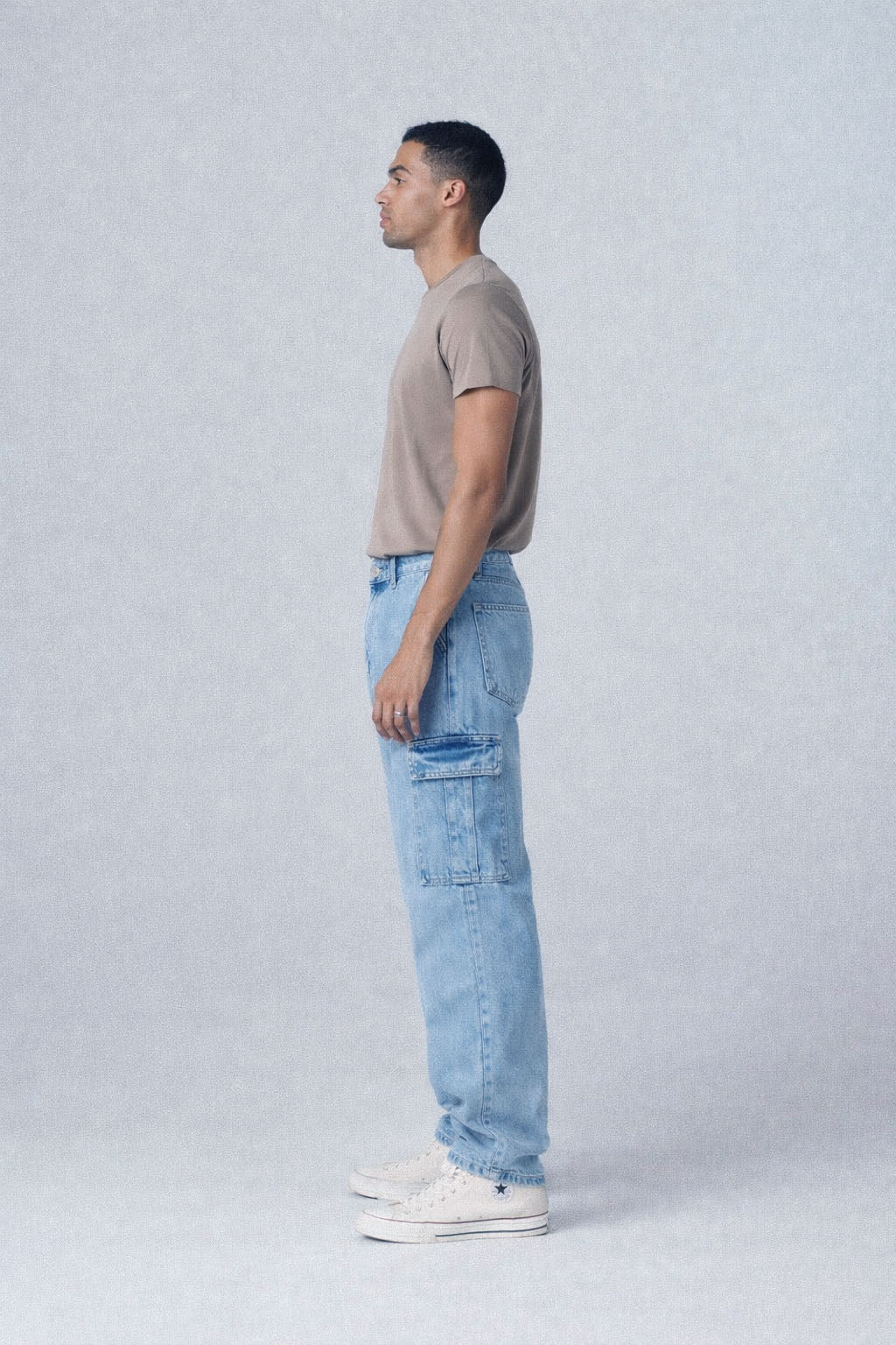 Blue Stone Faded Wash Cargo Jeans