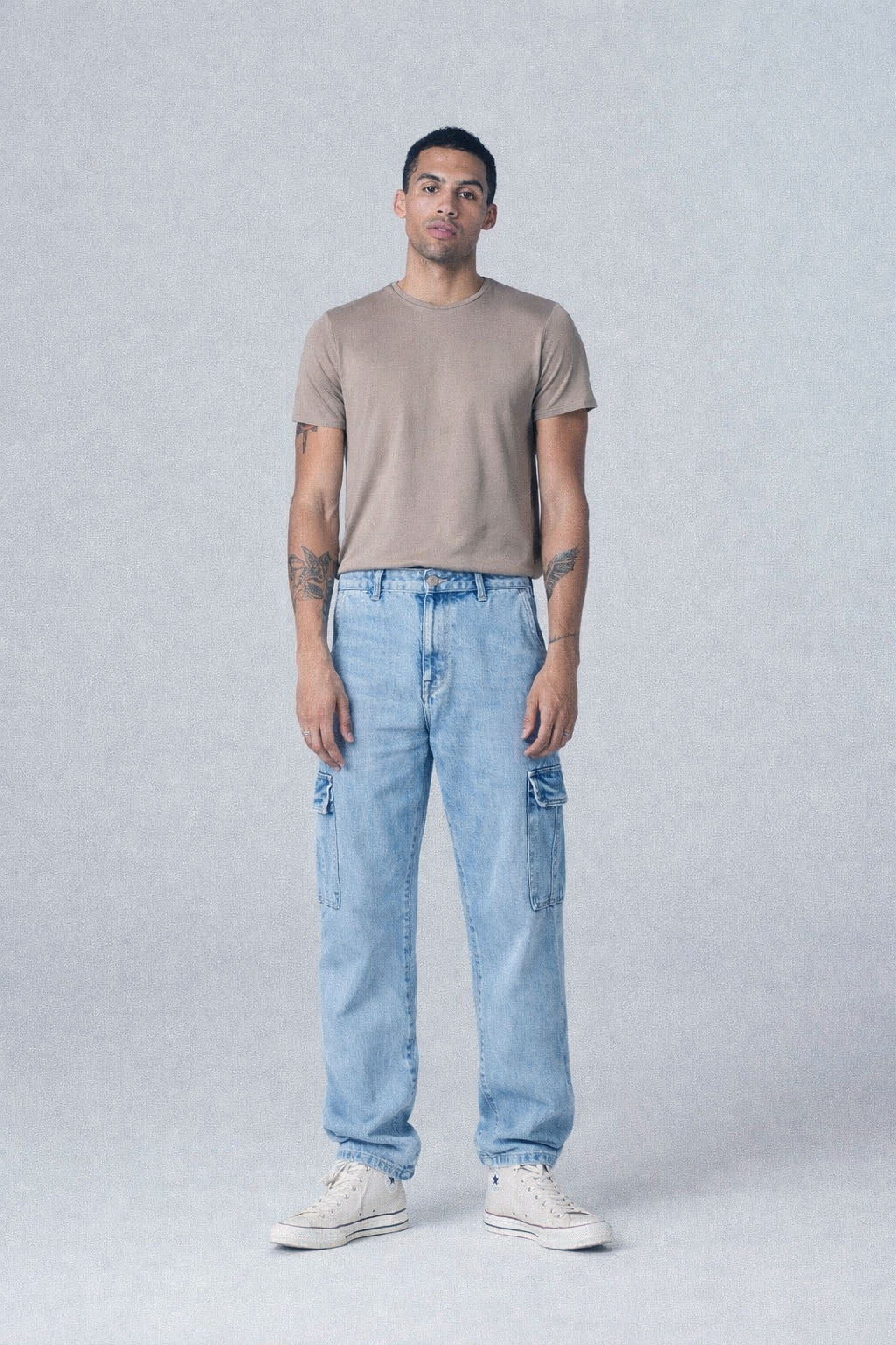 Blue Stone Faded Wash Cargo Jeans