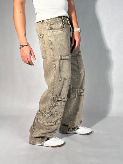 Driftwood Brown Utility Balloon Jeans