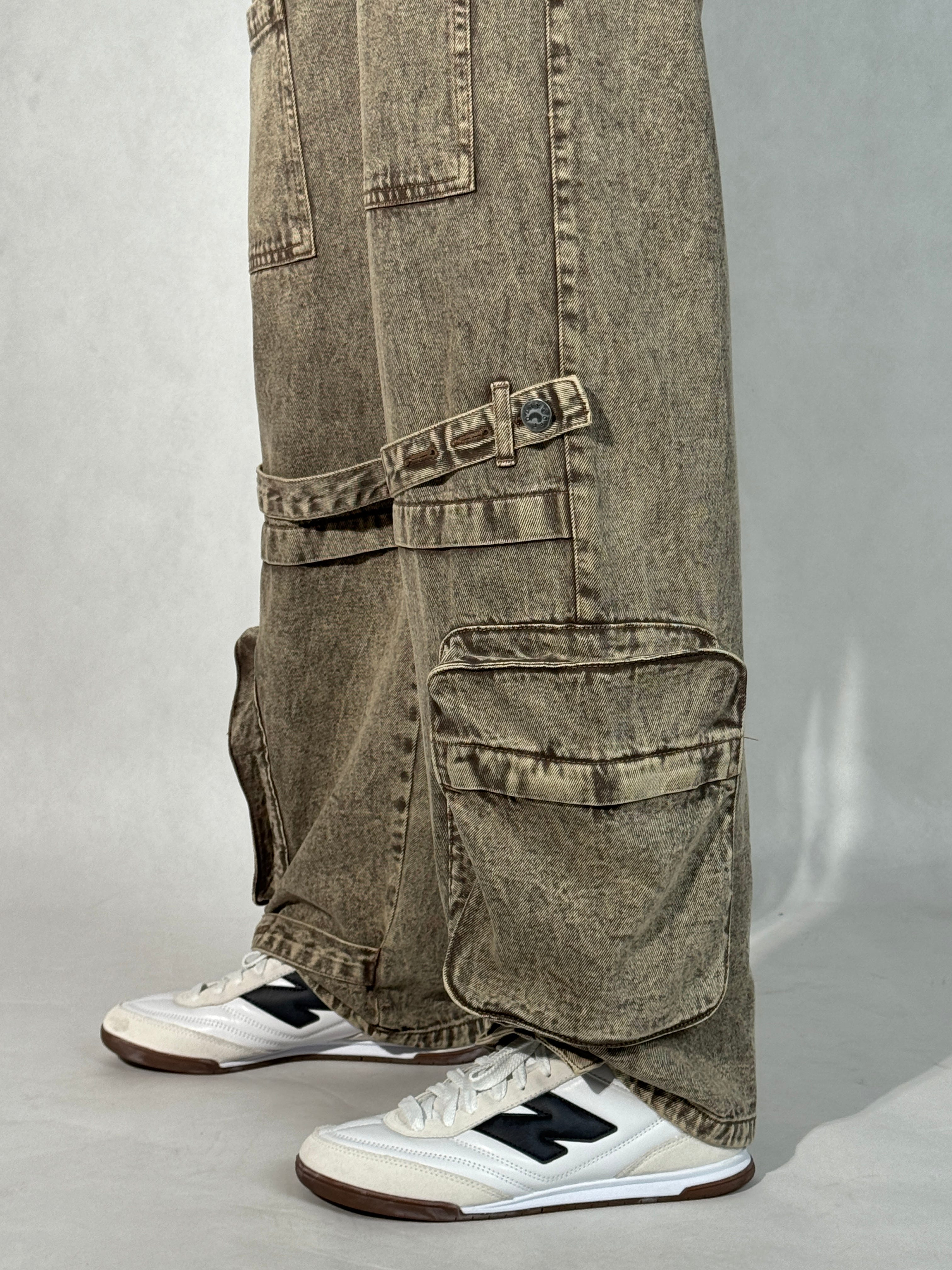 Driftwood Brown Utility Balloon Jeans
