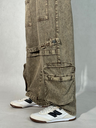 Driftwood Brown Utility Balloon Jeans