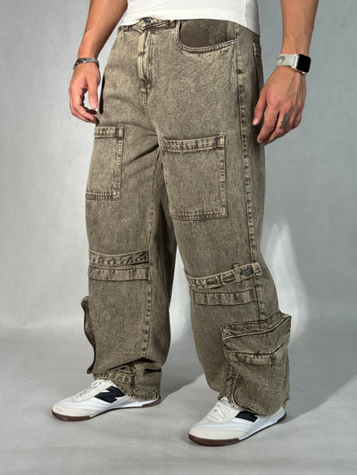 Driftwood Brown Utility Balloon Jeans
