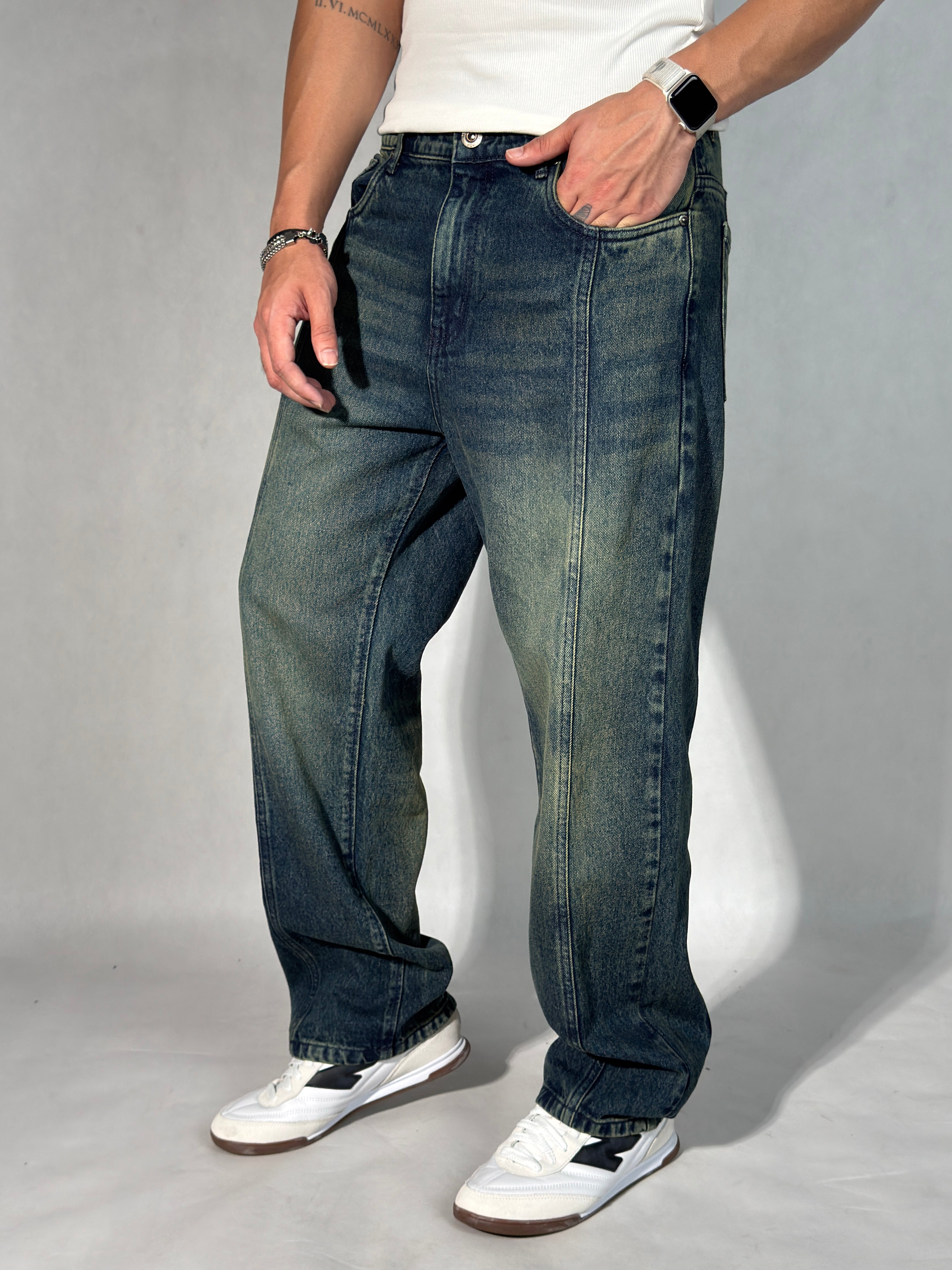 Blue Tinted Straight Fit Jeans