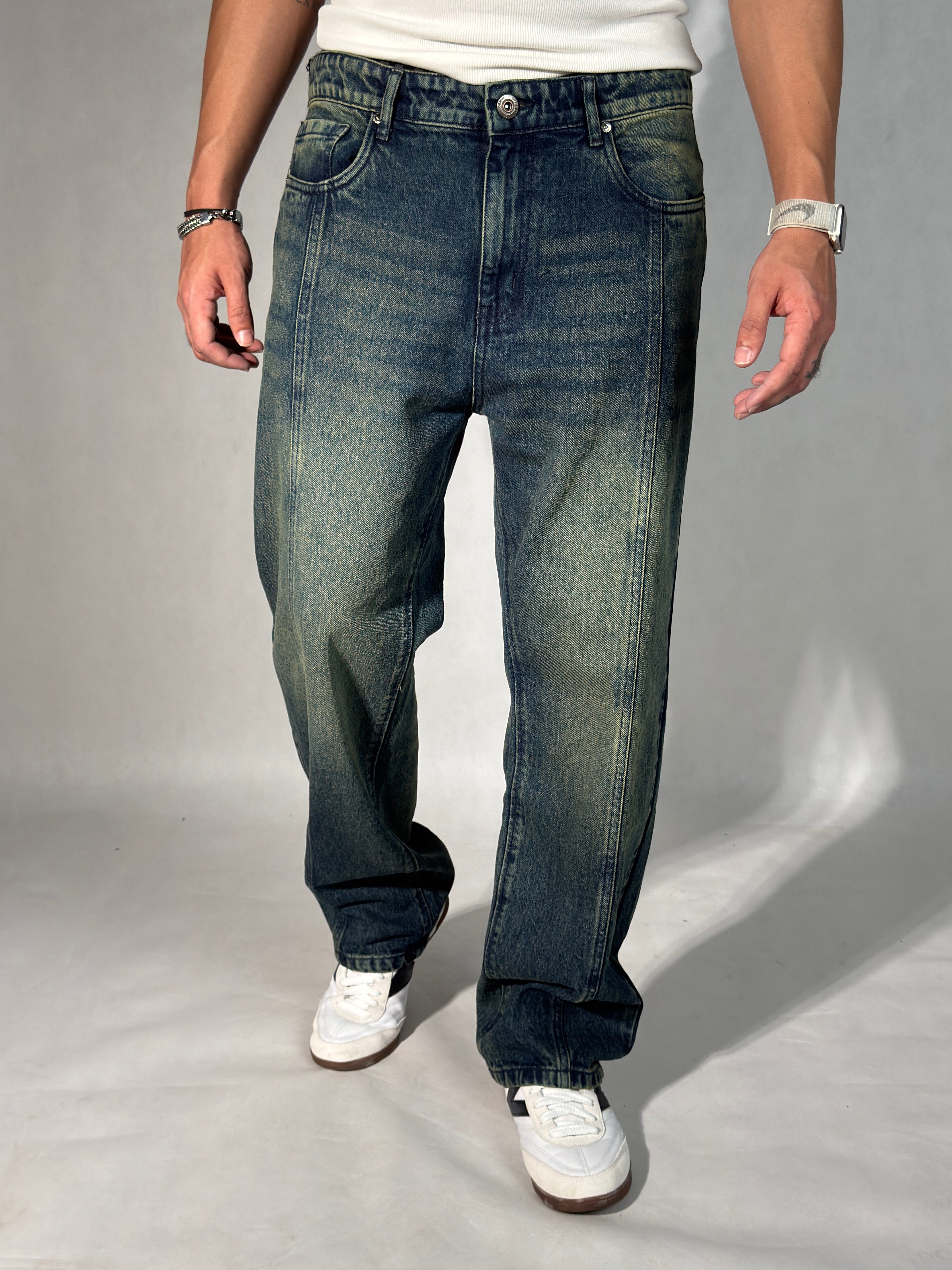 Blue Tinted Straight Fit Jeans