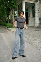 Blue Wash Clean Flare Fit Jeans