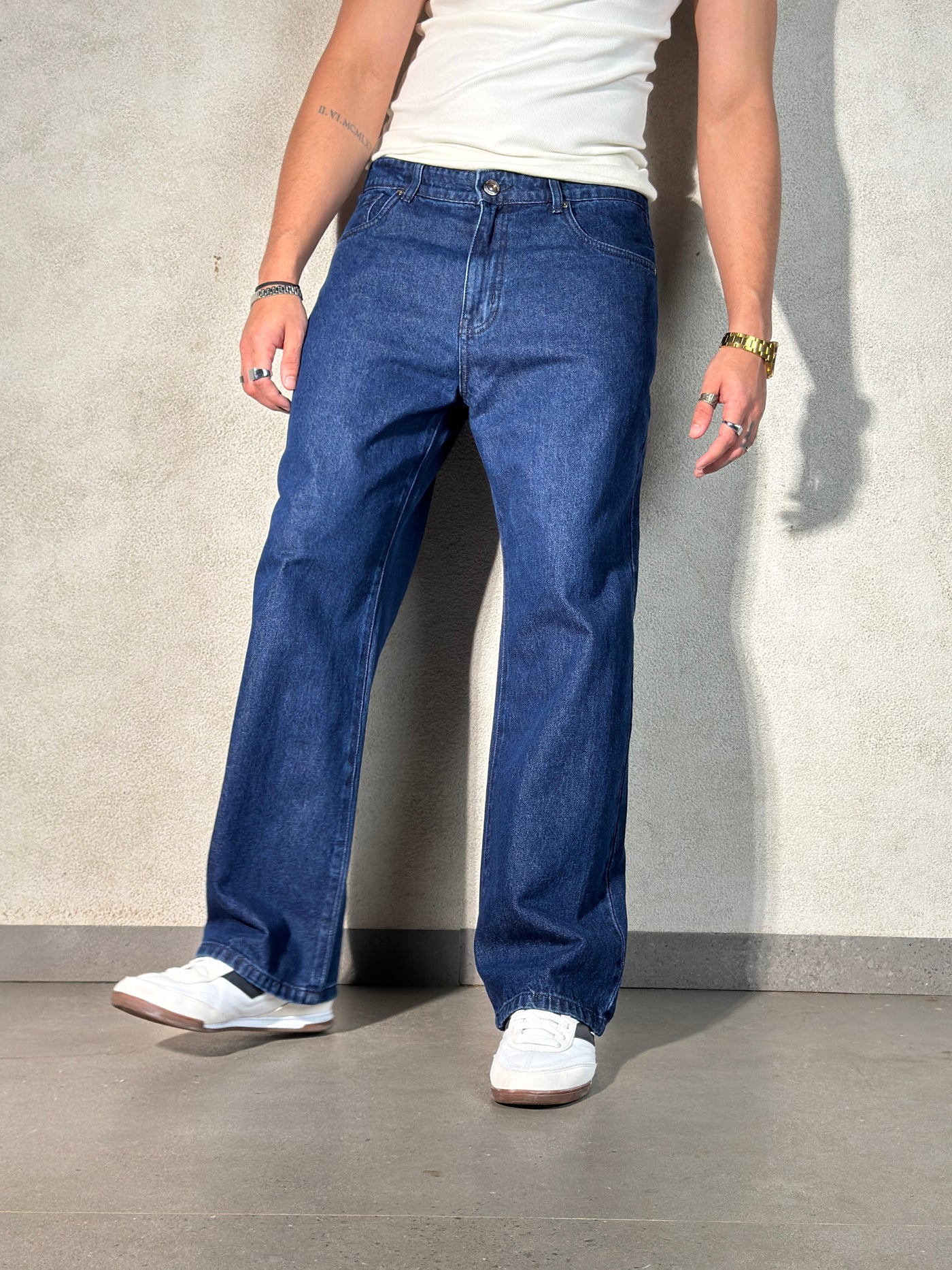 Air Force Blue Baggy Fit Rigid Jeans