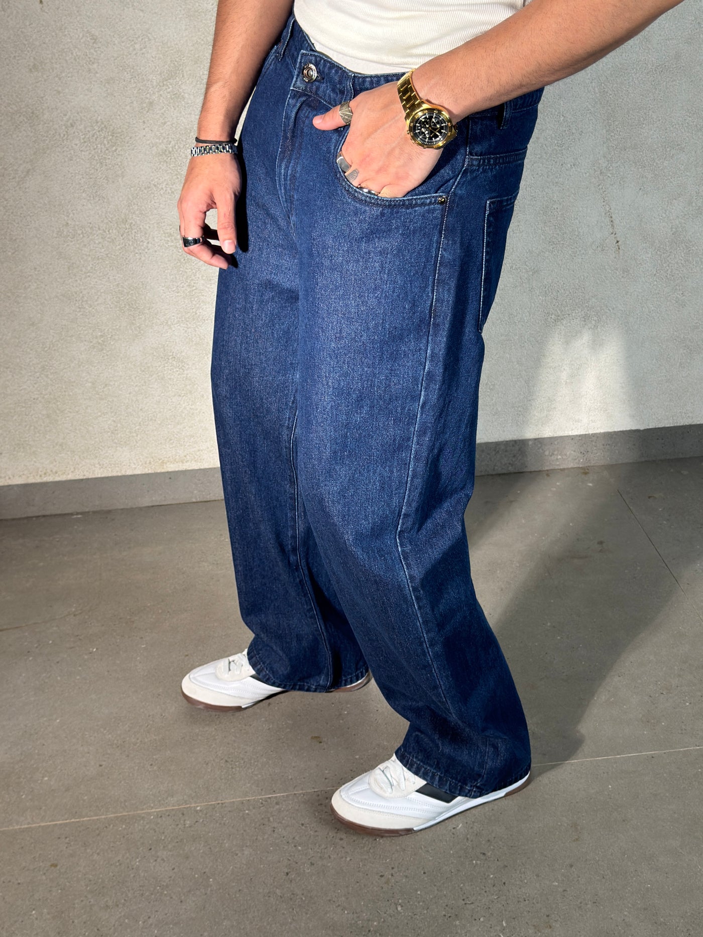 Air Force Blue Baggy Fit Rigid Jeans